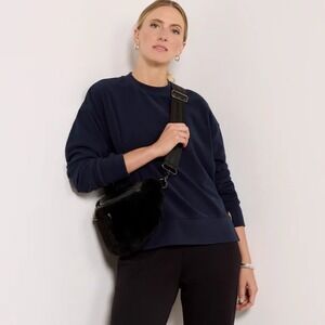 Varley Horton Side Zip Midlayer in Navy Marl Size Medium Sweatshirt Pullover